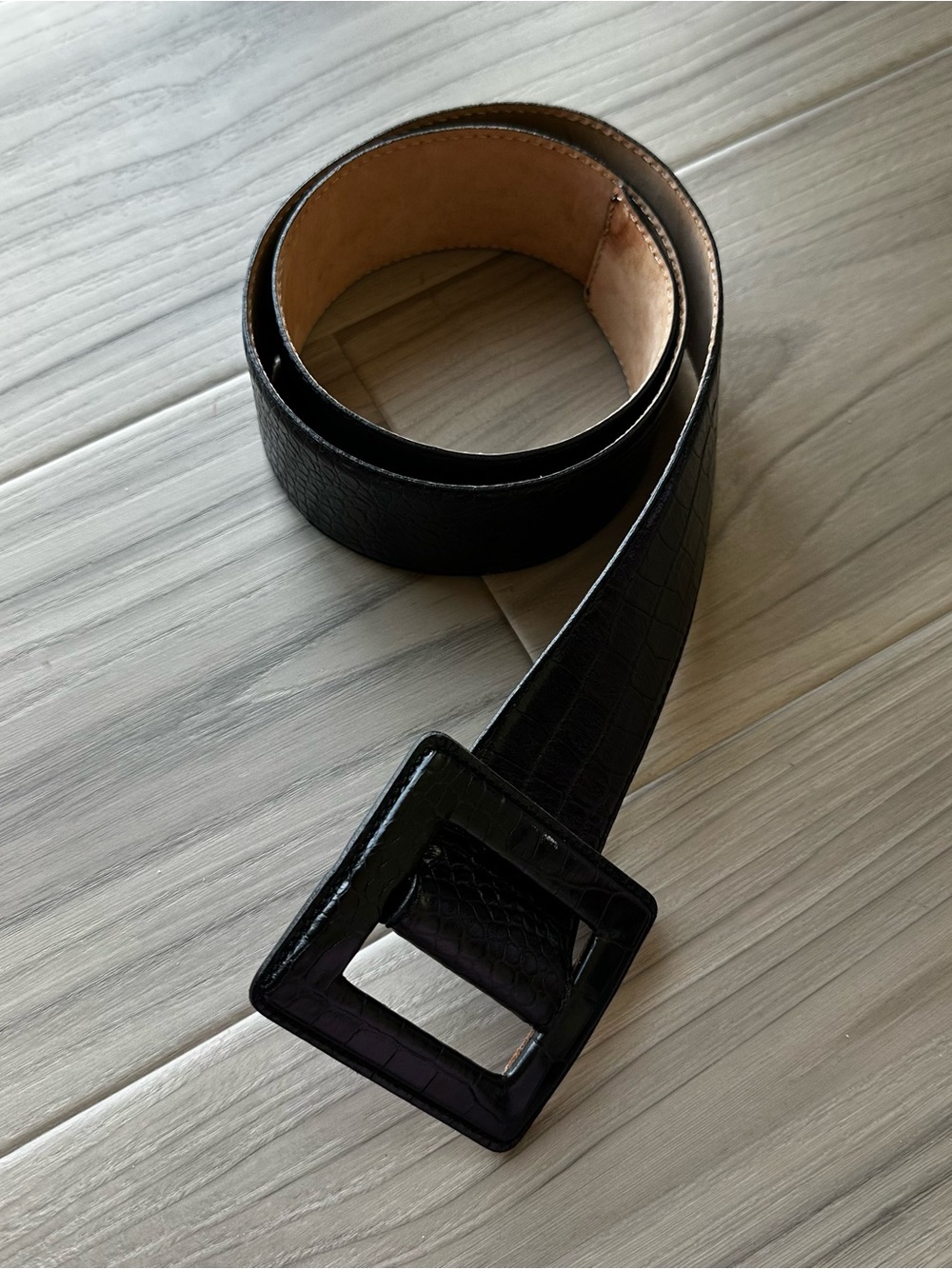 Max Mara Croc Embossed Leather Belt